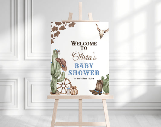 rodeo baby shower welcome sign printable for a themed celebration