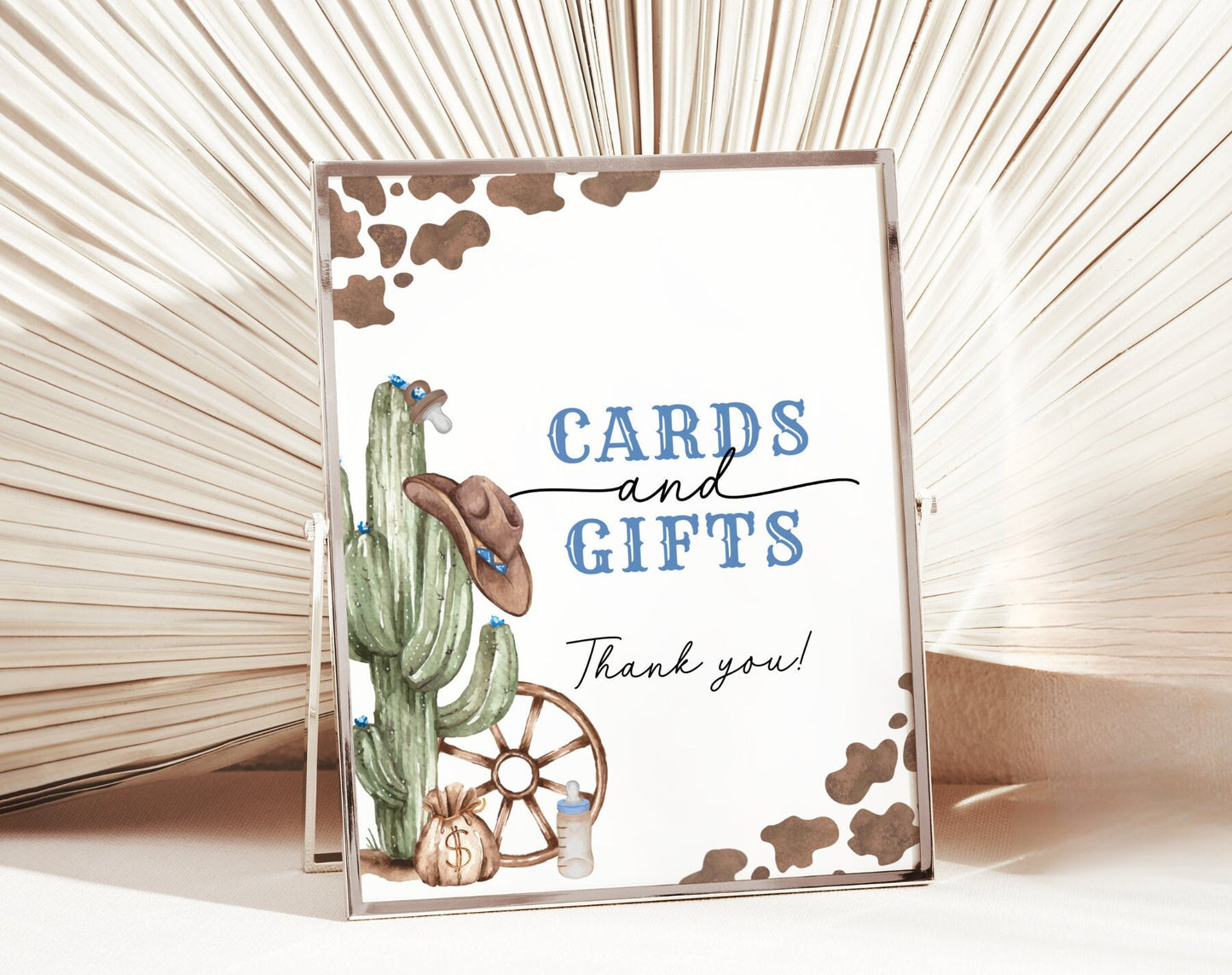 Cowboy Baby Shower Cards and Gifts Sign for baby shower party decor and supplies