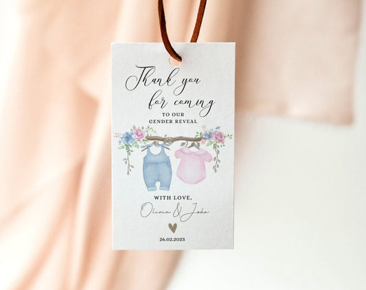 Gender Reveal favor tags for party favor bags treat boxes and guest gifts