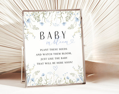 Baby Shower Favor Sign - Baby in Bloom for baby shower party decor and supplies