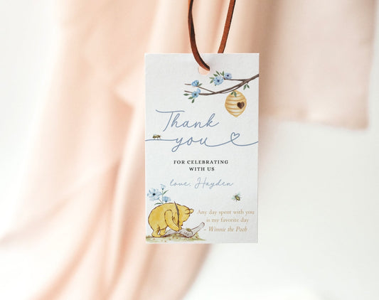 teddy bear, floral and vintage birthday favor tag template for printable party favors