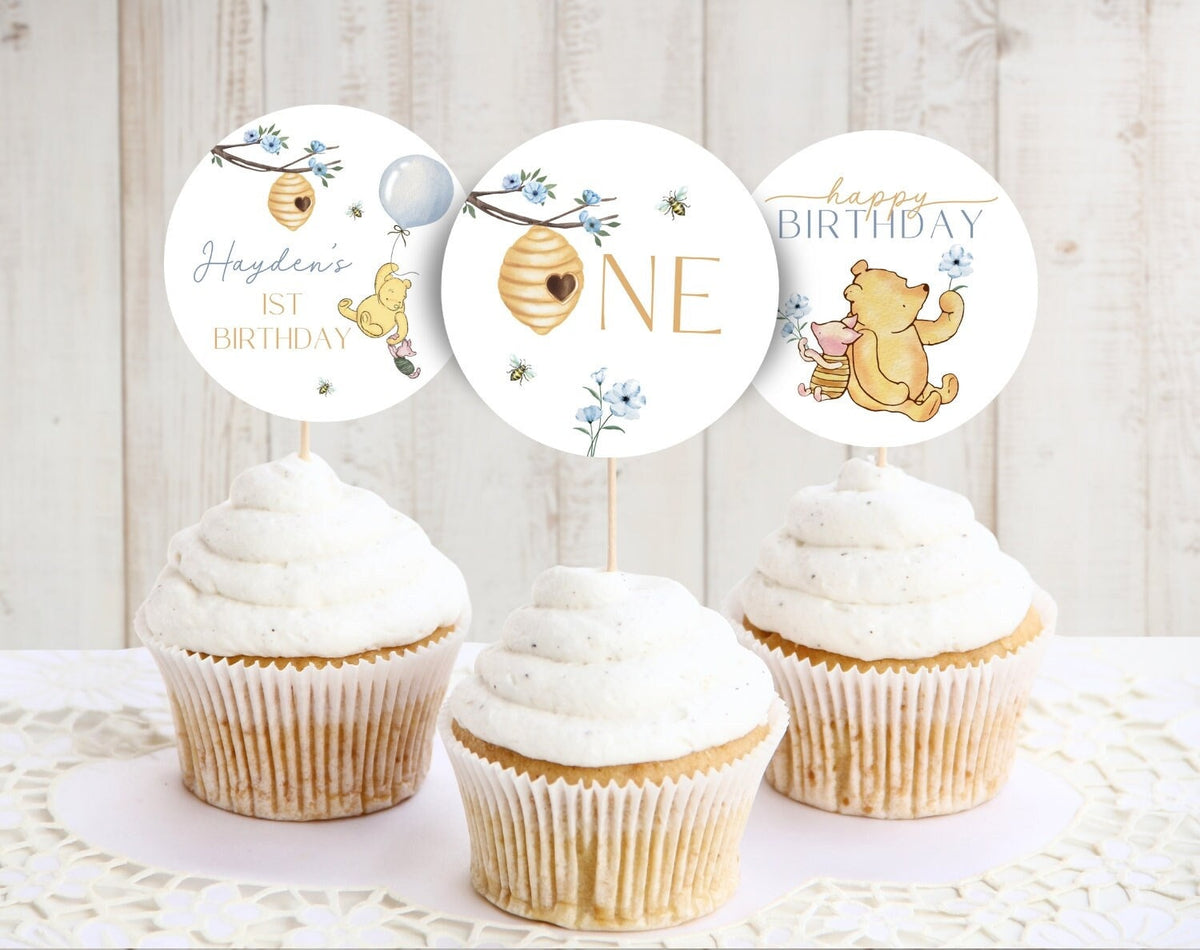 1st Birthday Boy cupcake toppers for dessert tables and themed party treats