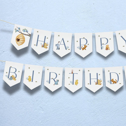 Winnie the Pooh 1st Birthday Printable Sign for 1st birthday party decor and supplies