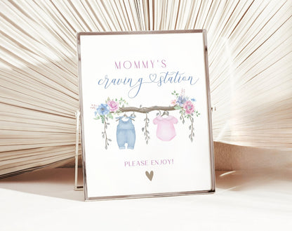 Gender Reveal Cravings Station Sign for gender reveal party decor and supplies