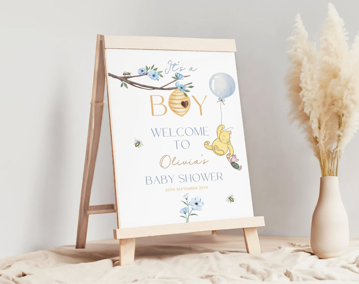 oh boy, wildflower and floral baby shower welcome sign printable for a themed celebration