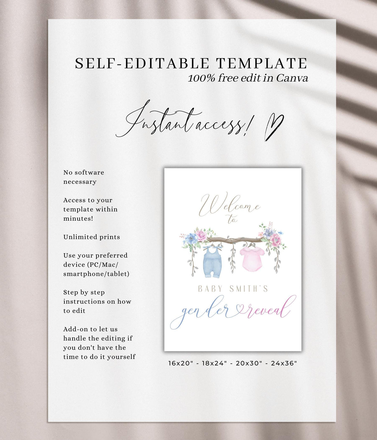 Editable Canva welcome sign template for easy printing