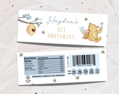 1st birthday and floral 1st birthday boy candy bar wrapper for personalized guest treats