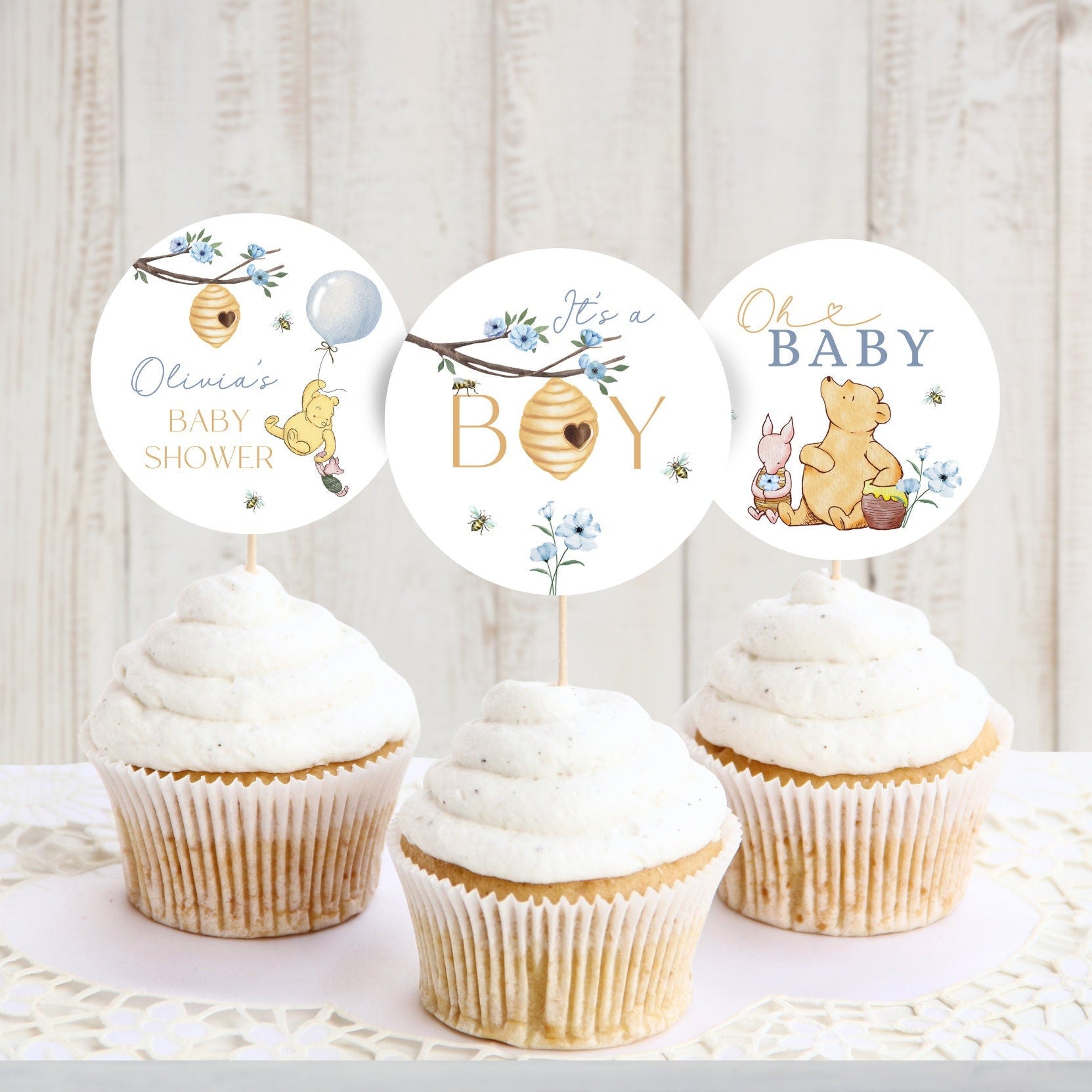 Baby Shower cupcake toppers for dessert tables and themed party treats