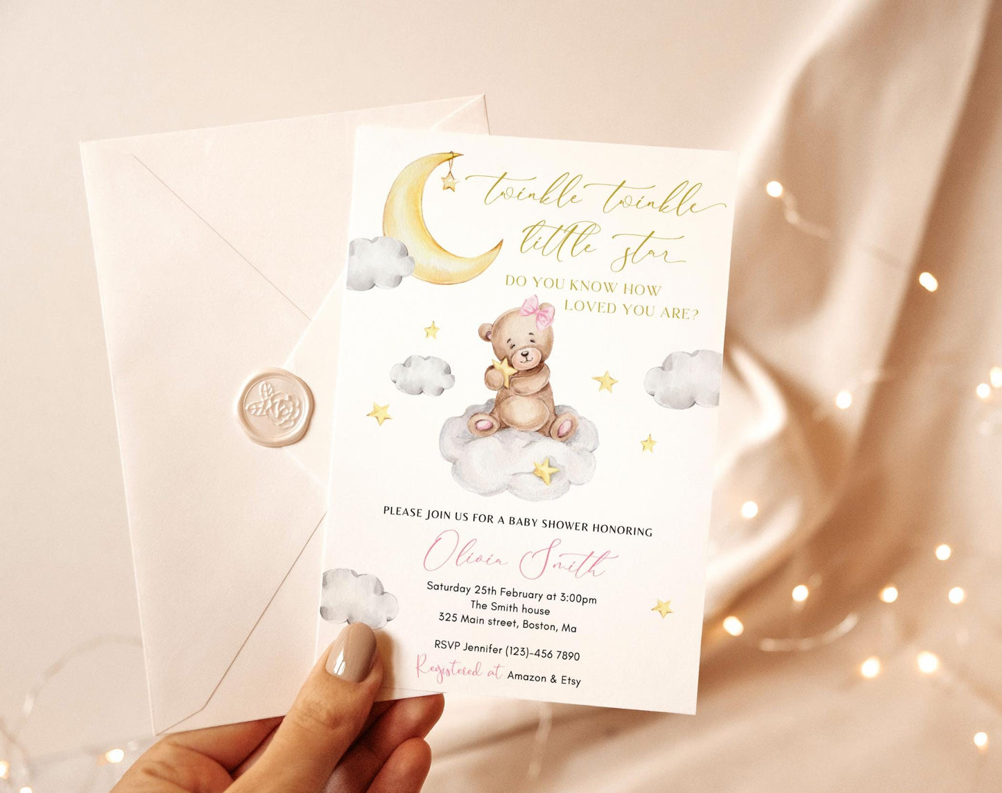 Editable Canva baby shower invite to print or send digitally