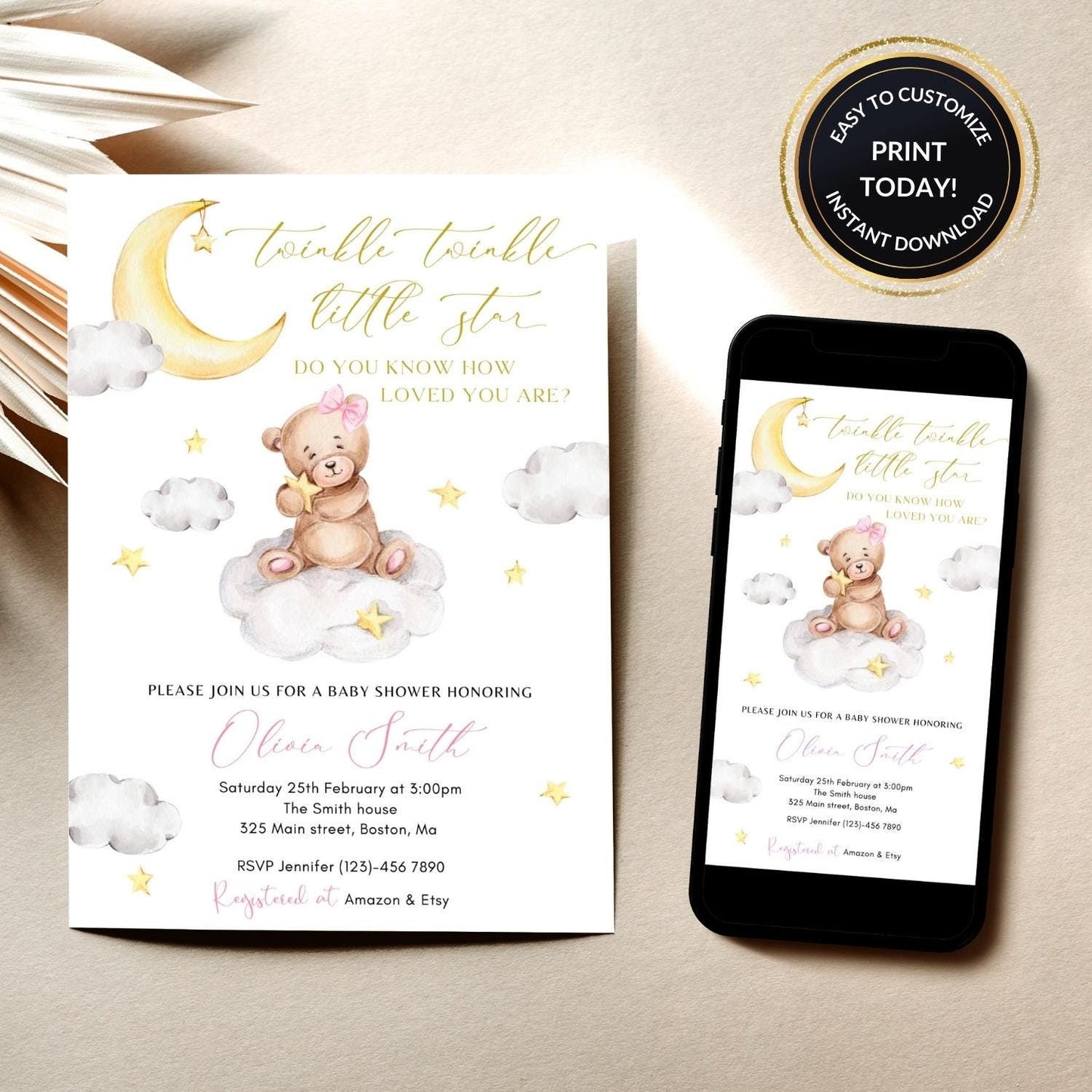 Teddy Bear Baby Shower Invitation for baby shower guests and party details