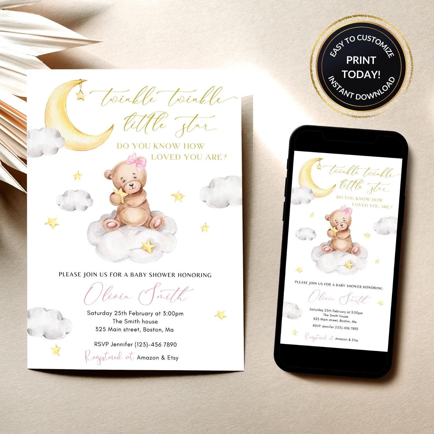 Teddy Bear Baby Shower Invitation for baby shower guests and party details