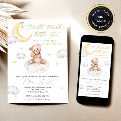 Teddy Bear Baby Shower Invitation for baby shower guests and party details