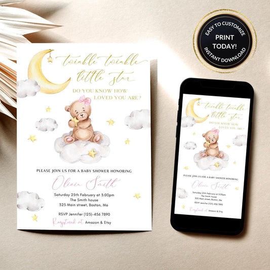 Teddy Bear Baby Shower Invitation for baby shower guests and party details