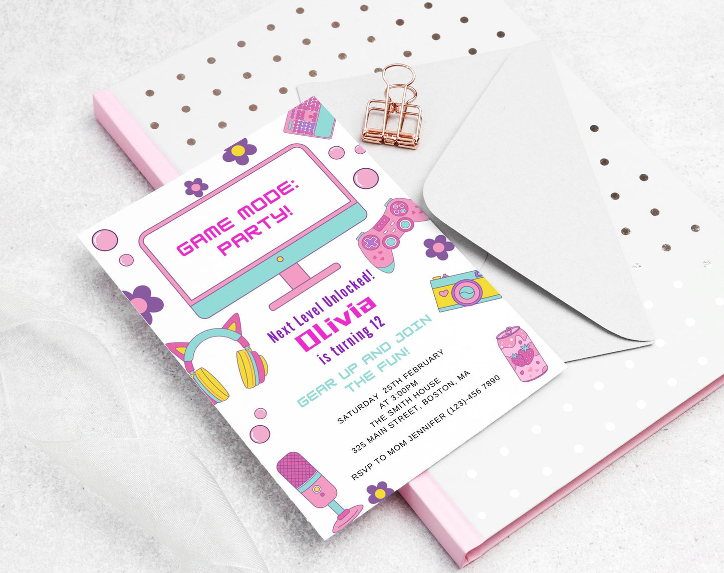 Editable Canva birthday invite to print or send digitally