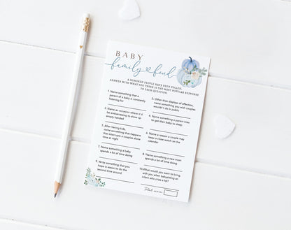 Editable Canva baby shower feud game to download and print