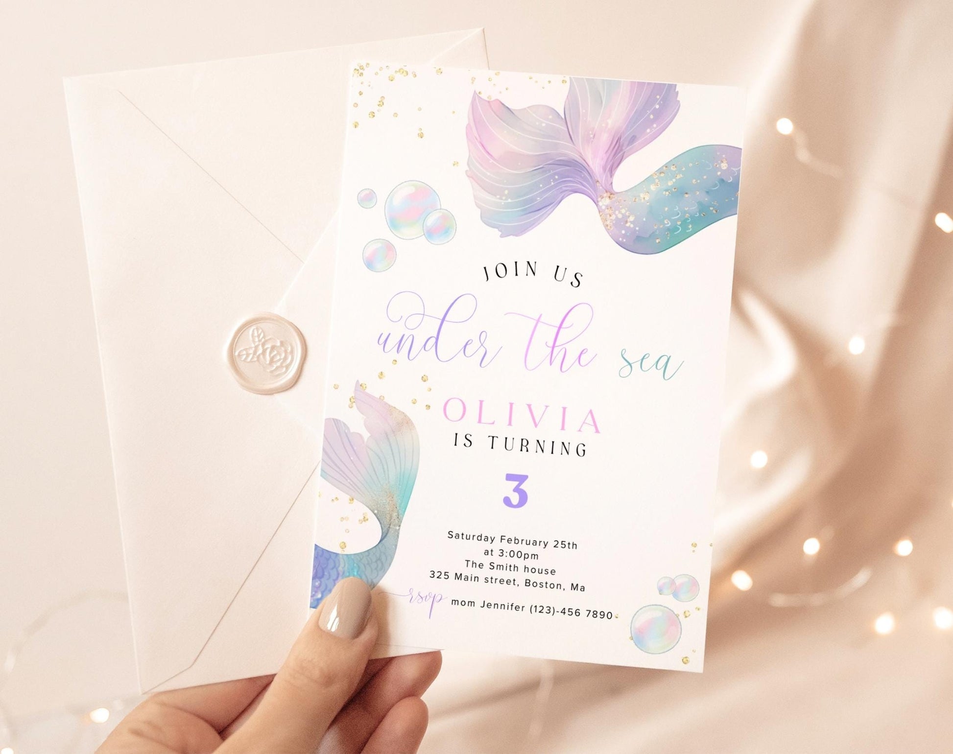 third birthday, under the sea and pastel birthday invite for a personalized celebration
