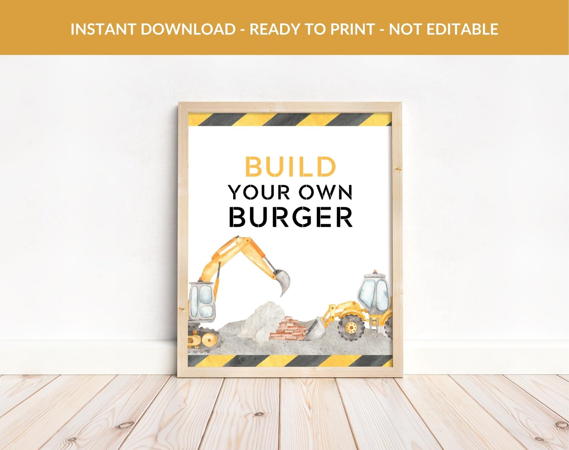 Construction Birthday Boy Printable Sign for birthday boy party decor and supplies