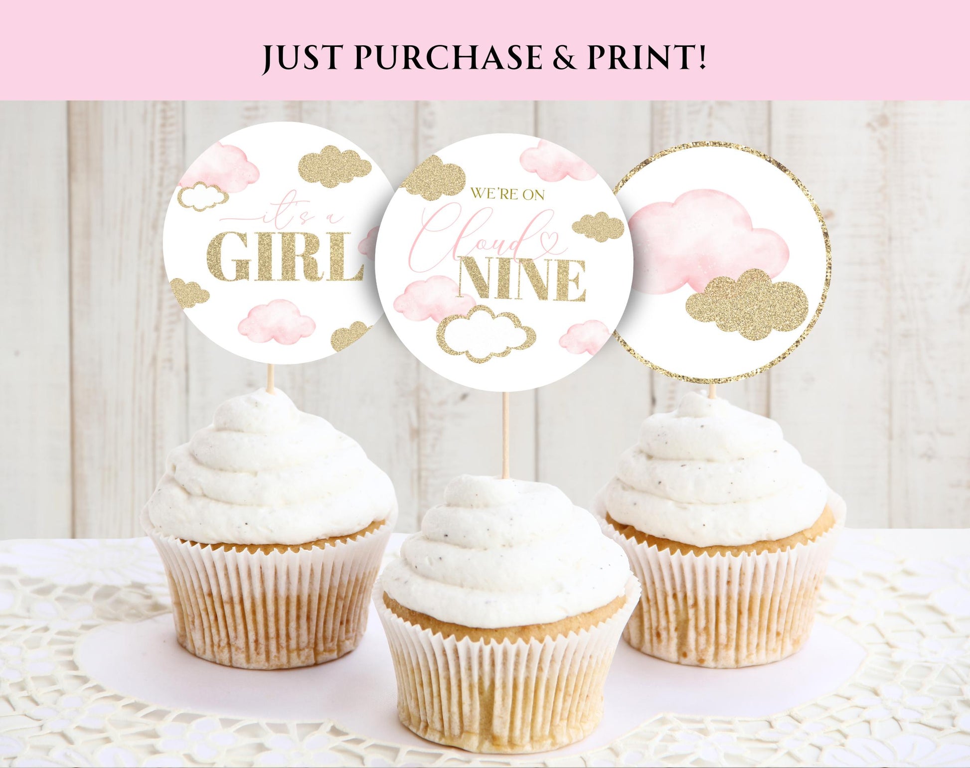 Baby Shower cupcake toppers for dessert tables and themed party treats