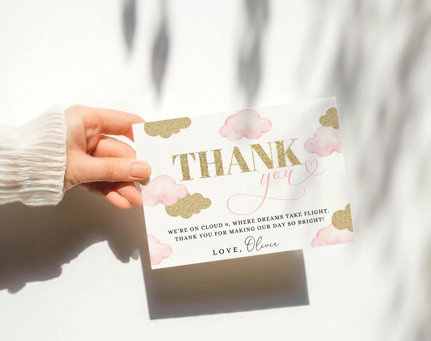 pink baby shower thank you card template for personalized stationery