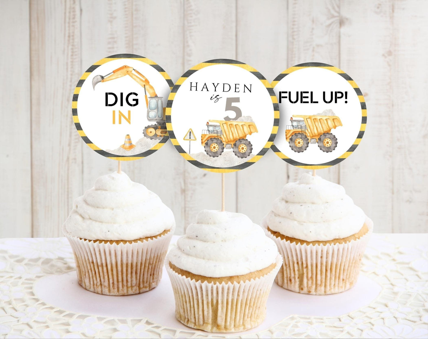 Birthday cupcake toppers for dessert tables and themed party treats