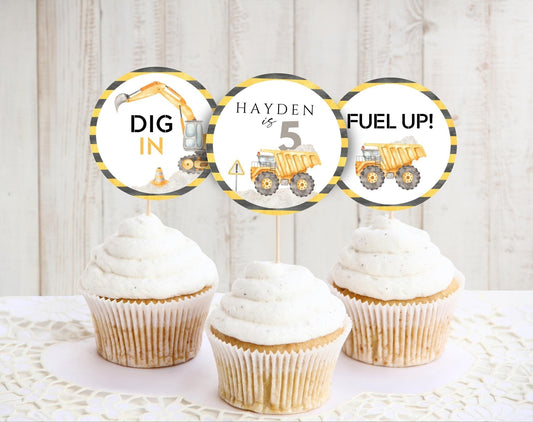 Birthday cupcake toppers for dessert tables and themed party treats