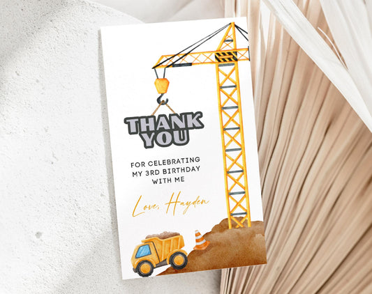 excavator birthday boy favor tag template for printable party favors