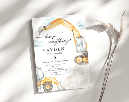 Construction Birthday Boy Invitation for birthday boy guests and party details
