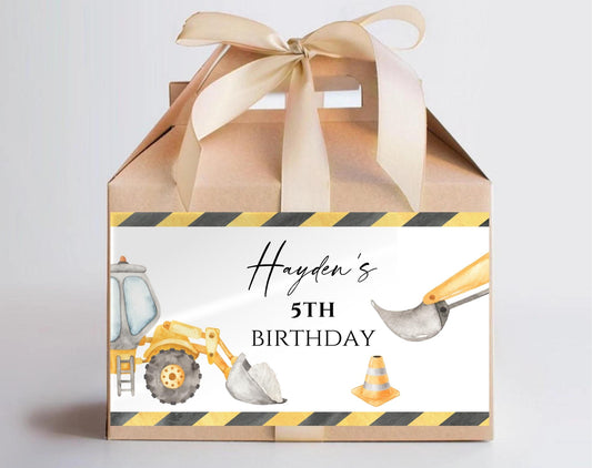 Construction Birthday Boy Gable Box Label for birthday boy party decor and supplies