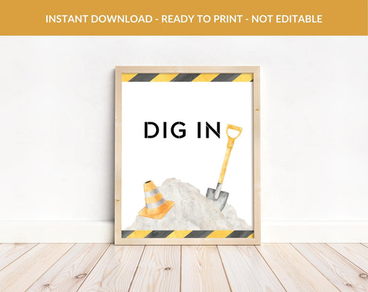Construction Birthday Boy Printable Sign for birthday boy party decor and supplies