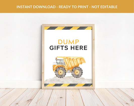 Construction Birthday Boy Gift Table Sign for birthday boy party decor and supplies