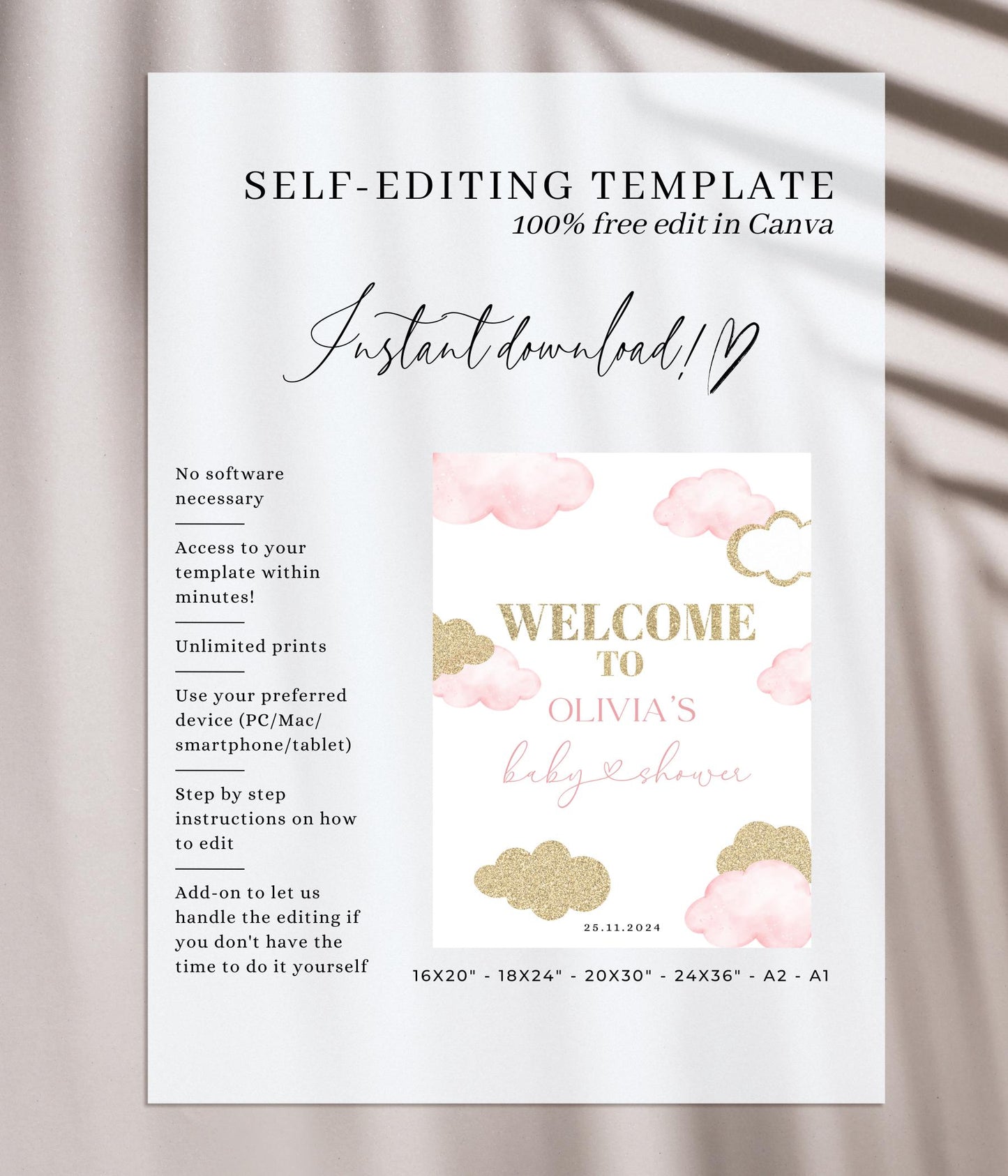Editable Canva welcome sign template for easy printing