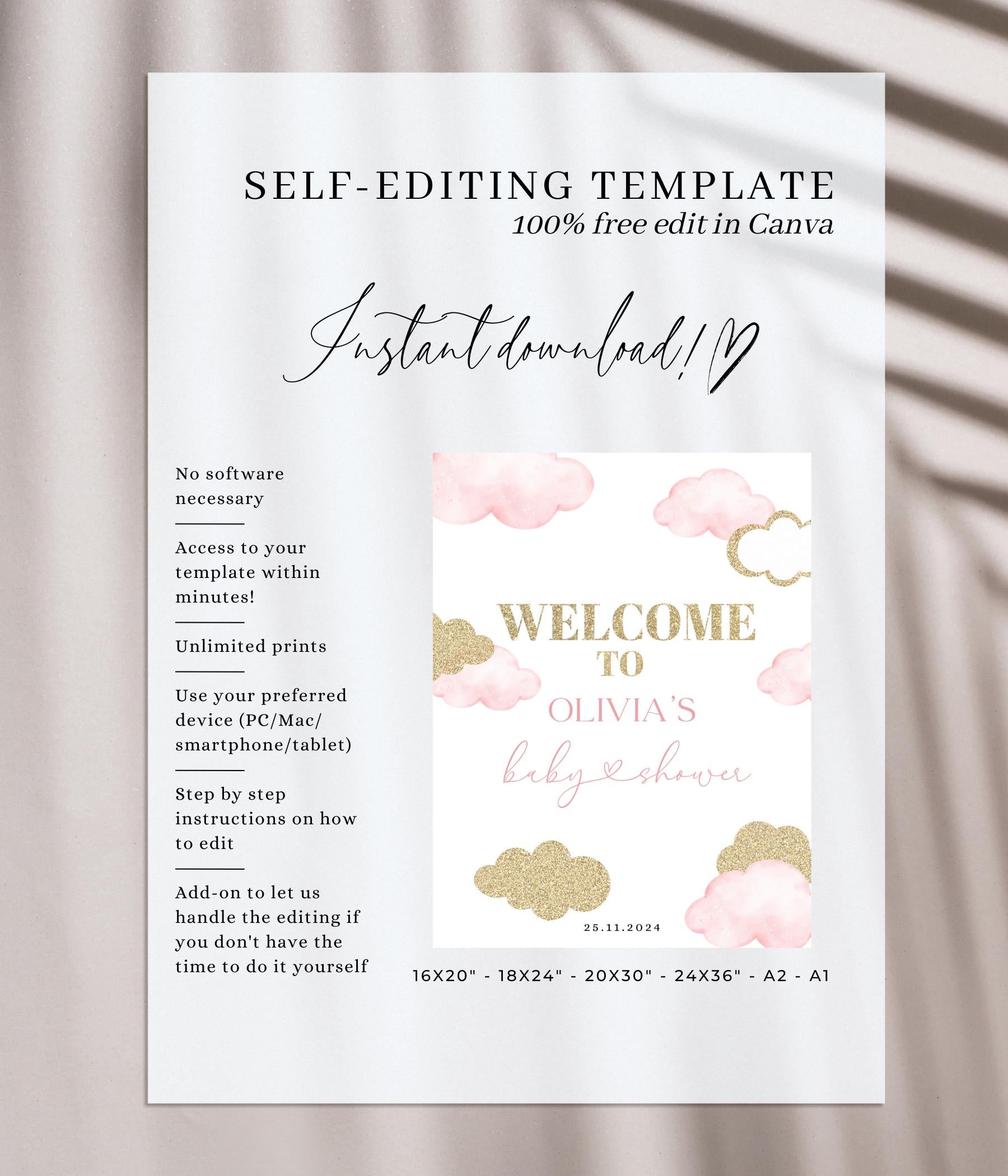 Editable Canva welcome sign template for easy printing
