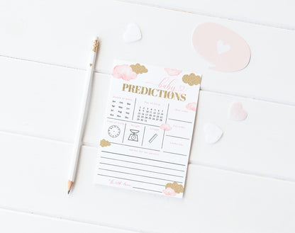 Baby Shower Baby Predictions Card for baby shower party decor and supplies