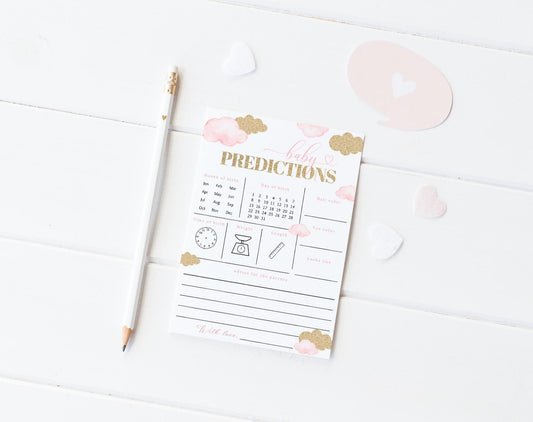 Baby Shower Baby Predictions Card for baby shower party decor and supplies
