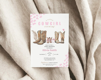 Cowgirl Baby Shower Invitation for baby shower guests and party details