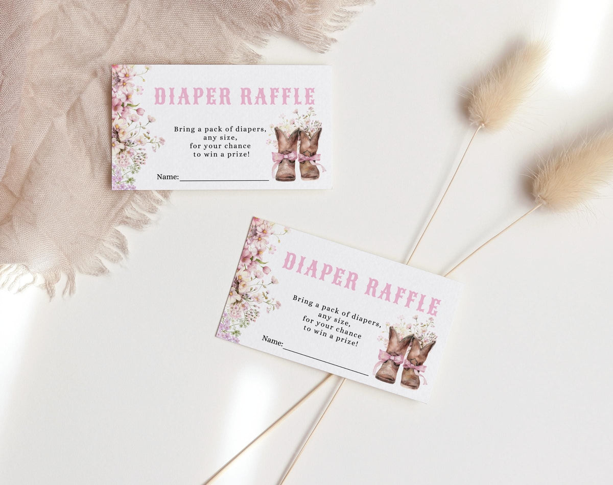 Editable Canva diaper raffle templates to print or send with invitations