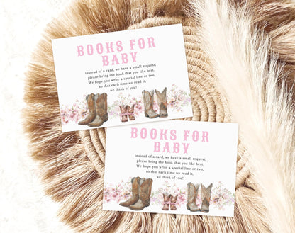 Preview of cowgirl baby shower books for baby sign and card set