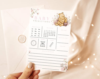 Editable Canva baby predictions card to download and print