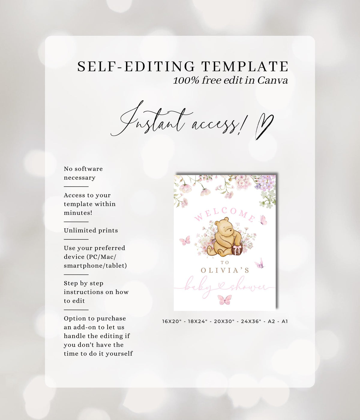 Editable Canva welcome sign template for easy printing