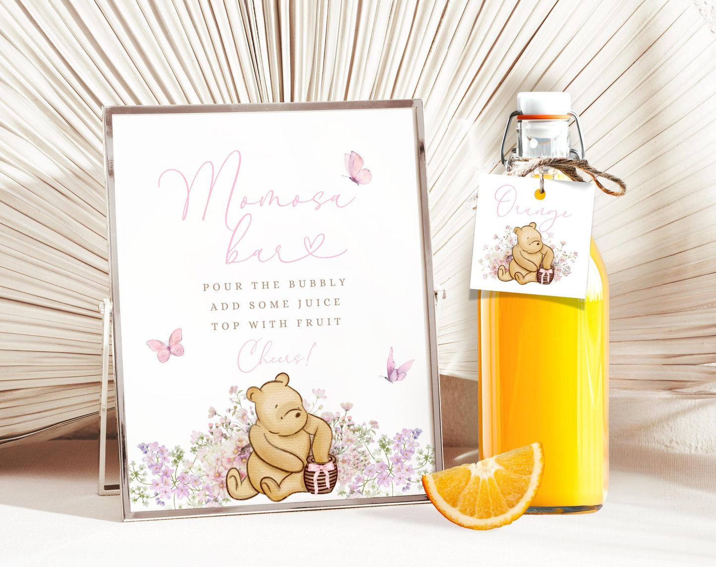 Winnie the Pooh Baby Shower Sign Bundle, editable Canva template