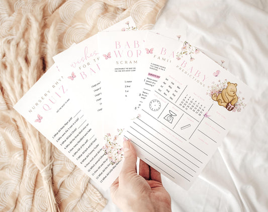 teddy bear and pink baby shower games for guest entertainment