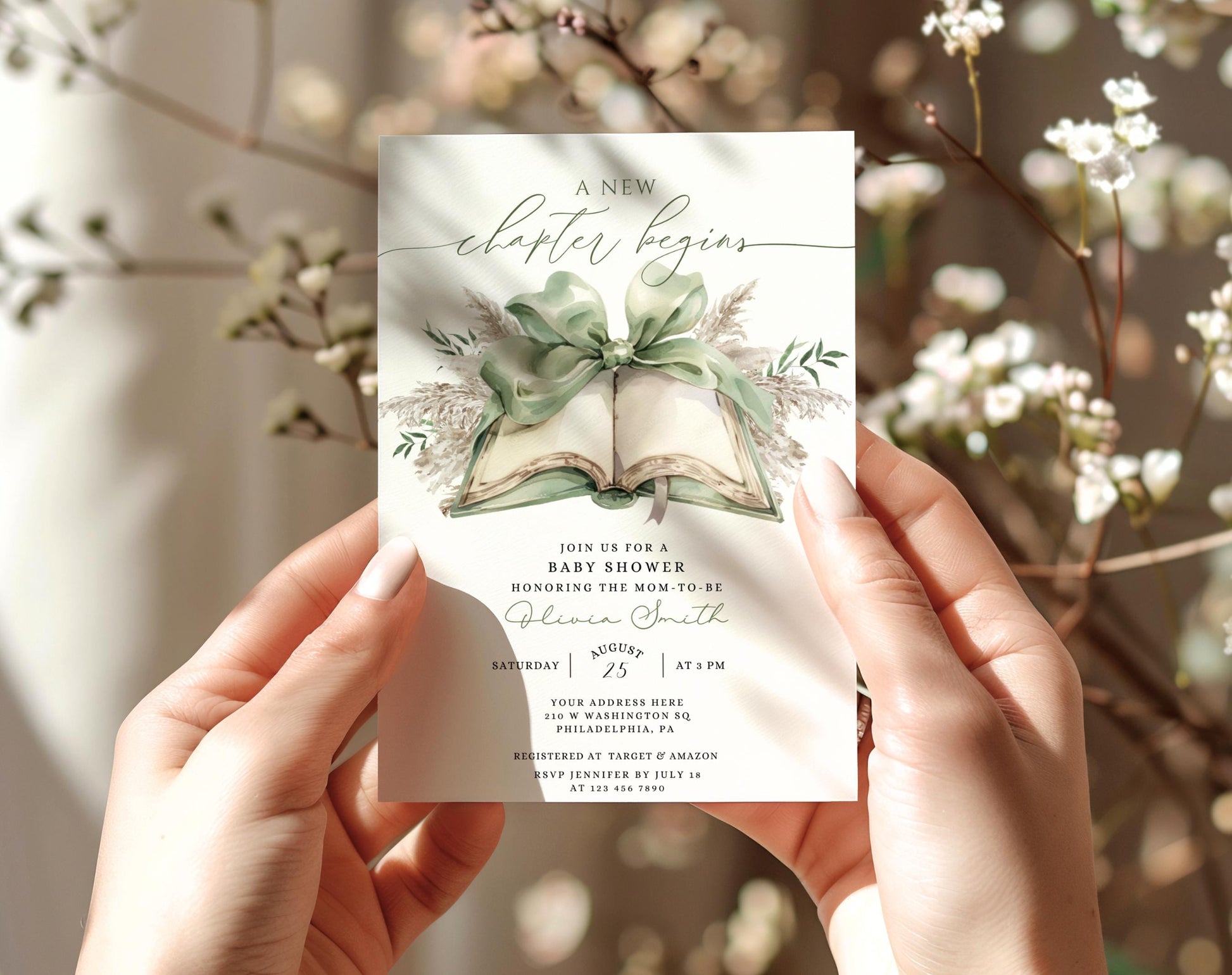 Editable Canva baby shower invite to print or send digitally
