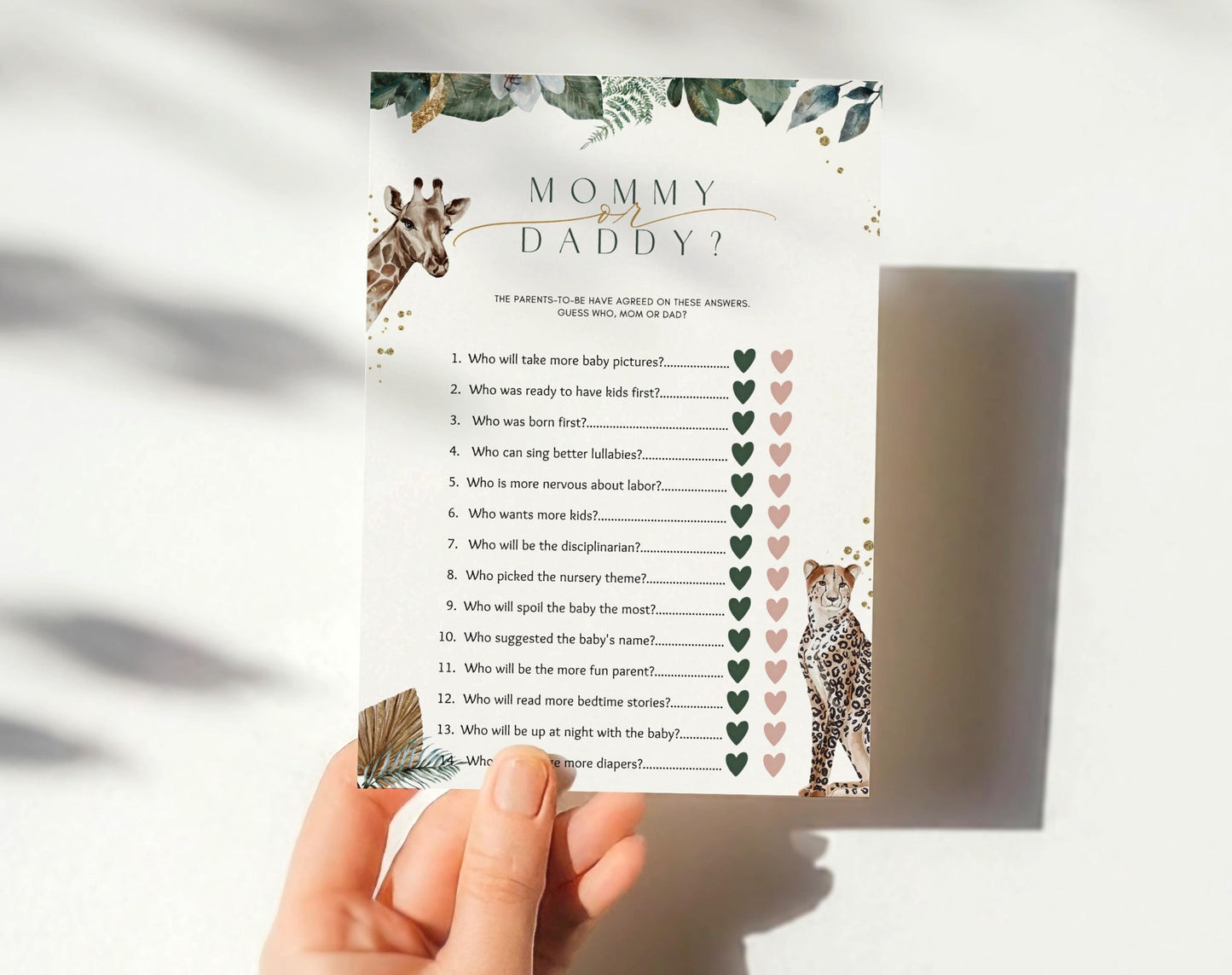 Editable Canva mom or dad game to download and print