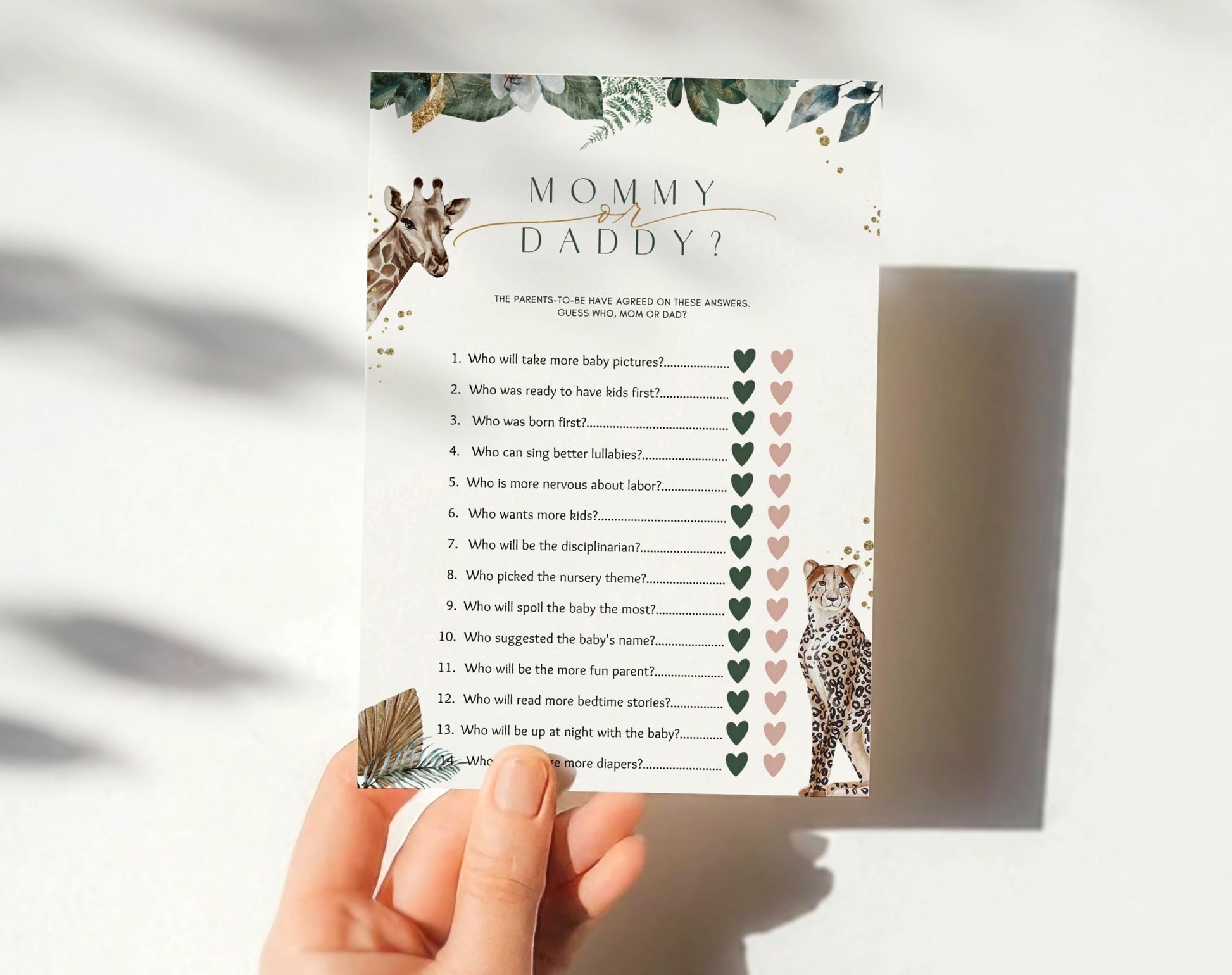 Editable Canva mom or dad game to download and print