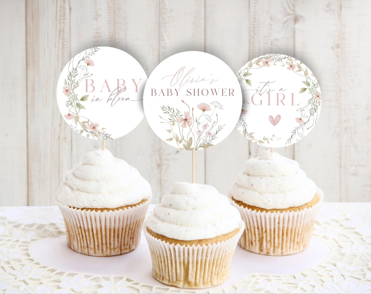 Baby Shower cupcake toppers for dessert tables and themed party treats