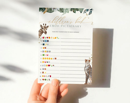 wild one, jungle and boho safari party game template for a personalized baby shower
