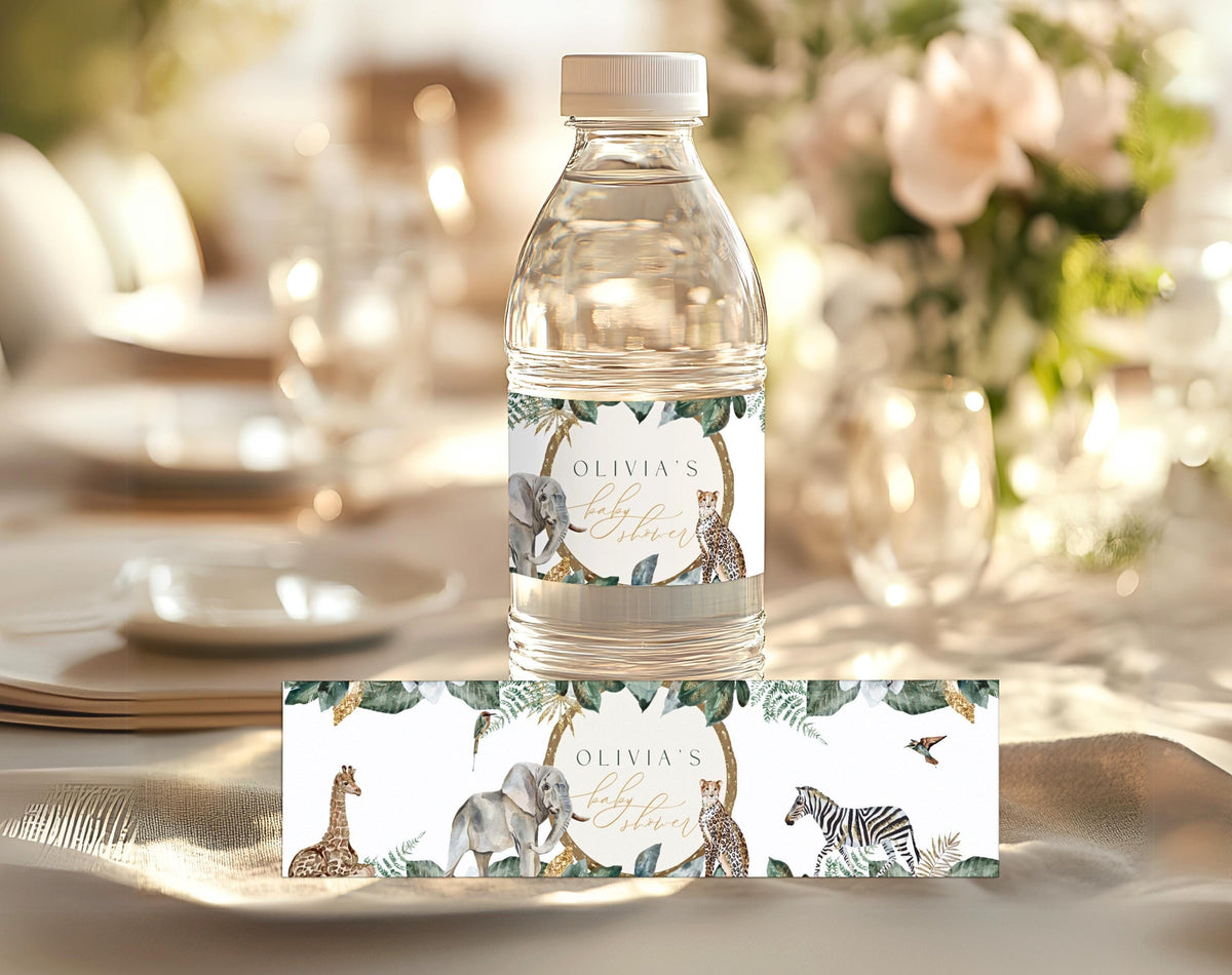 Safari Baby Shower Bottle Label for baby shower party decor and supplies