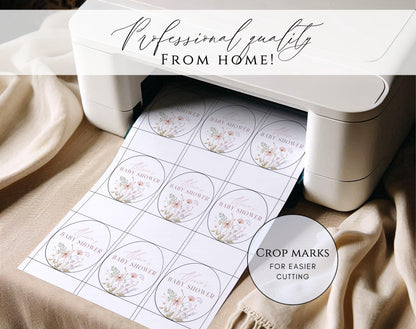 Baby in Bloom Wildflower Cupcake Toppers, editable Canva template