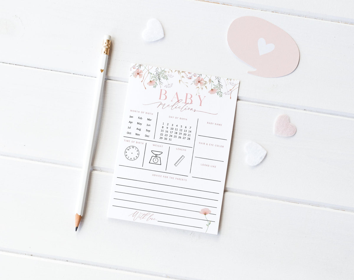 Editable Canva baby predictions card to download and print