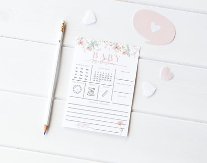 Editable Canva baby predictions card to download and print